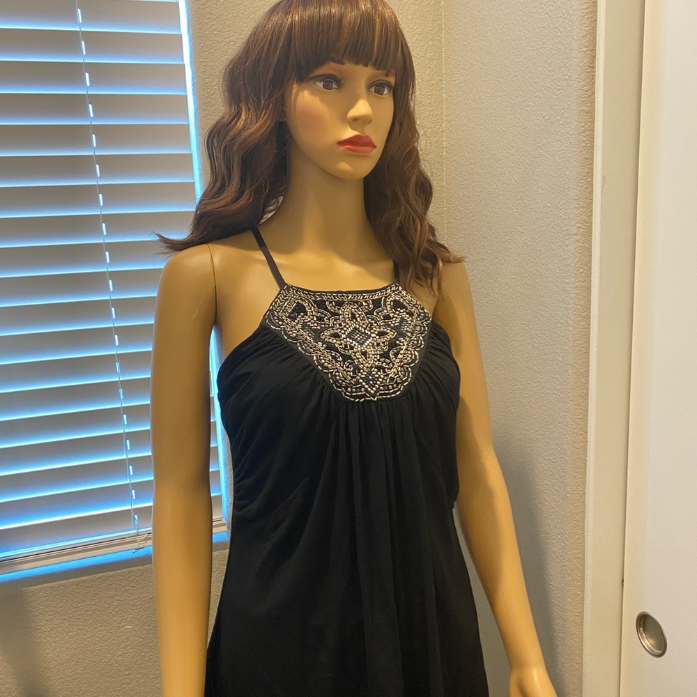 White House Black Market Black Embellished Tank Top